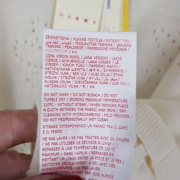 MARNI Sweater Mens Size 50 Off White Pullover VNeck Fine Wool Flowers $895 - Picture 8 of 11